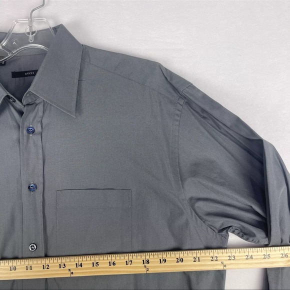 Gucci Italy Y2K Tom Ford Mens Med 41 / 16 Button Up Dress Shirt Gray 100% Cotton - Picture 11 of 12